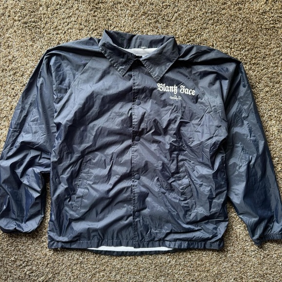 Top Dawg Ent Schoolboy Q windbreaker coaches jacket Blank Face Medium in Navy - Picture 2 of 4